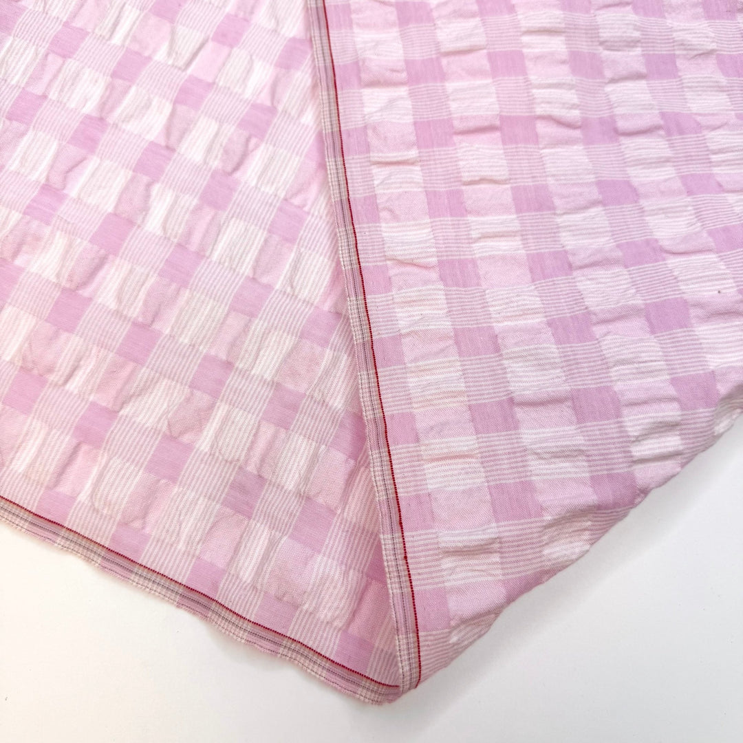 Princess Picnic - Seersucker Cotton Woven - Pink/White Plaid - 1.55M Bundle - True Deadstock fabric Fabric by private - Sustainable Textile | FABCYCLE