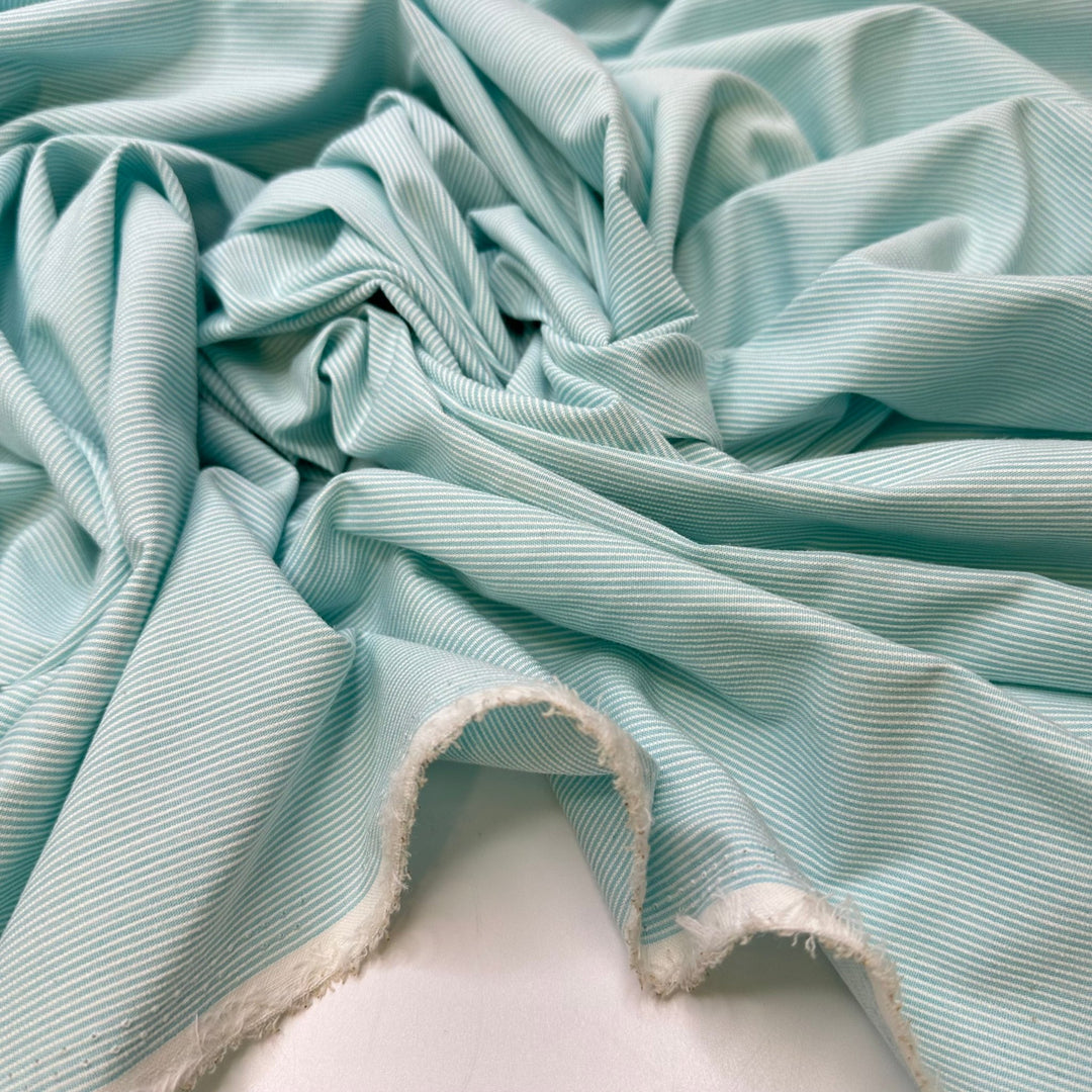 Princess - Poly/Cotton Woven - Light Blue/White Pinstripe - 2.2M Bundle - True Deadstock fabric Fabric by private - Sustainable Textile | FABCYCLE