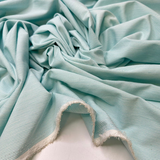 Princess - Poly/Cotton Woven - Light Blue/White Pinstripe - 2.2M Bundle - True Deadstock fabric Fabric by private - Sustainable Textile | FABCYCLE