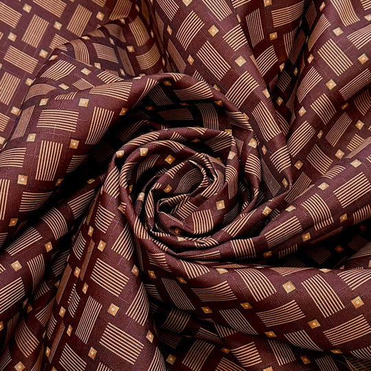 Private Cabana - Water Resistant Basket Weave Poly Woven - Brown/Beige Geometric - 4M Bundle - True Deadstock fabric Fabric by private - Sustainable Textile | FABCYCLE