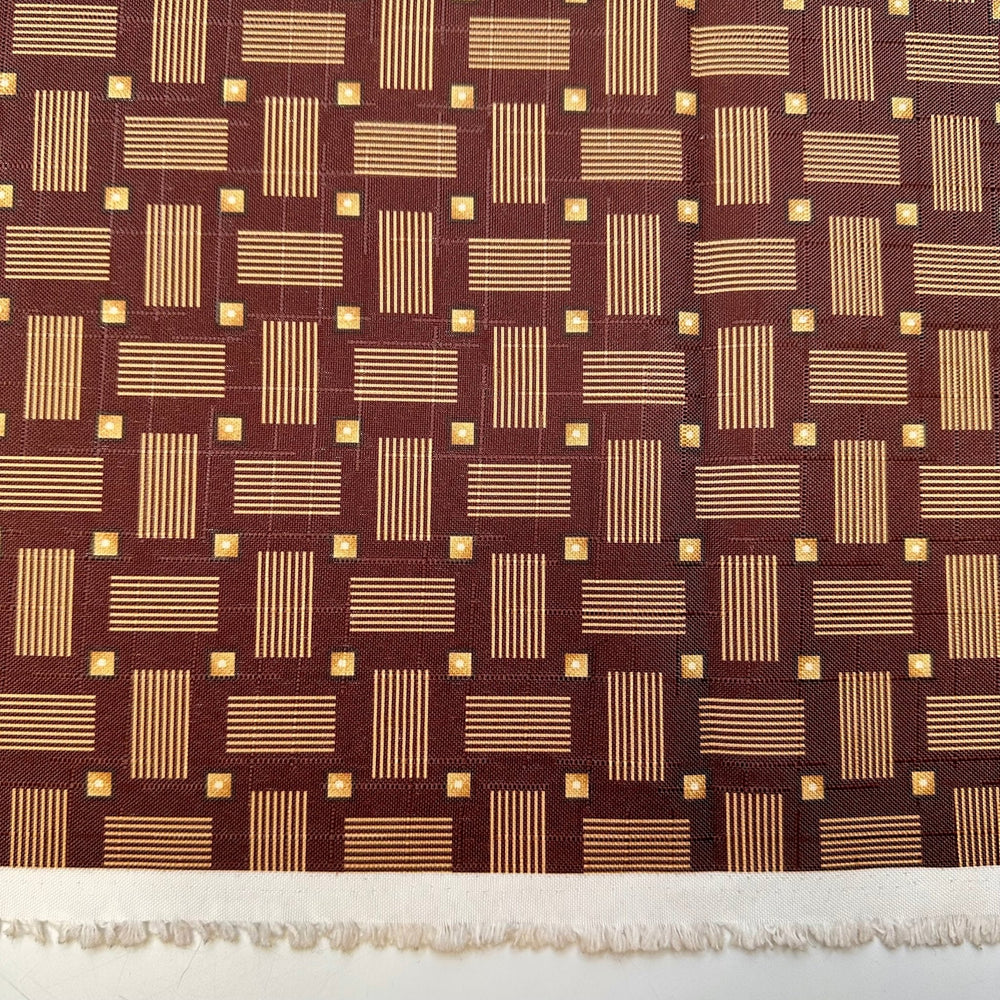 Private Cabana - Water Resistant Basket Weave Poly Woven - Brown/Beige Geometric - 4M Bundle - True Deadstock fabric Fabric by private - Sustainable Textile | FABCYCLE