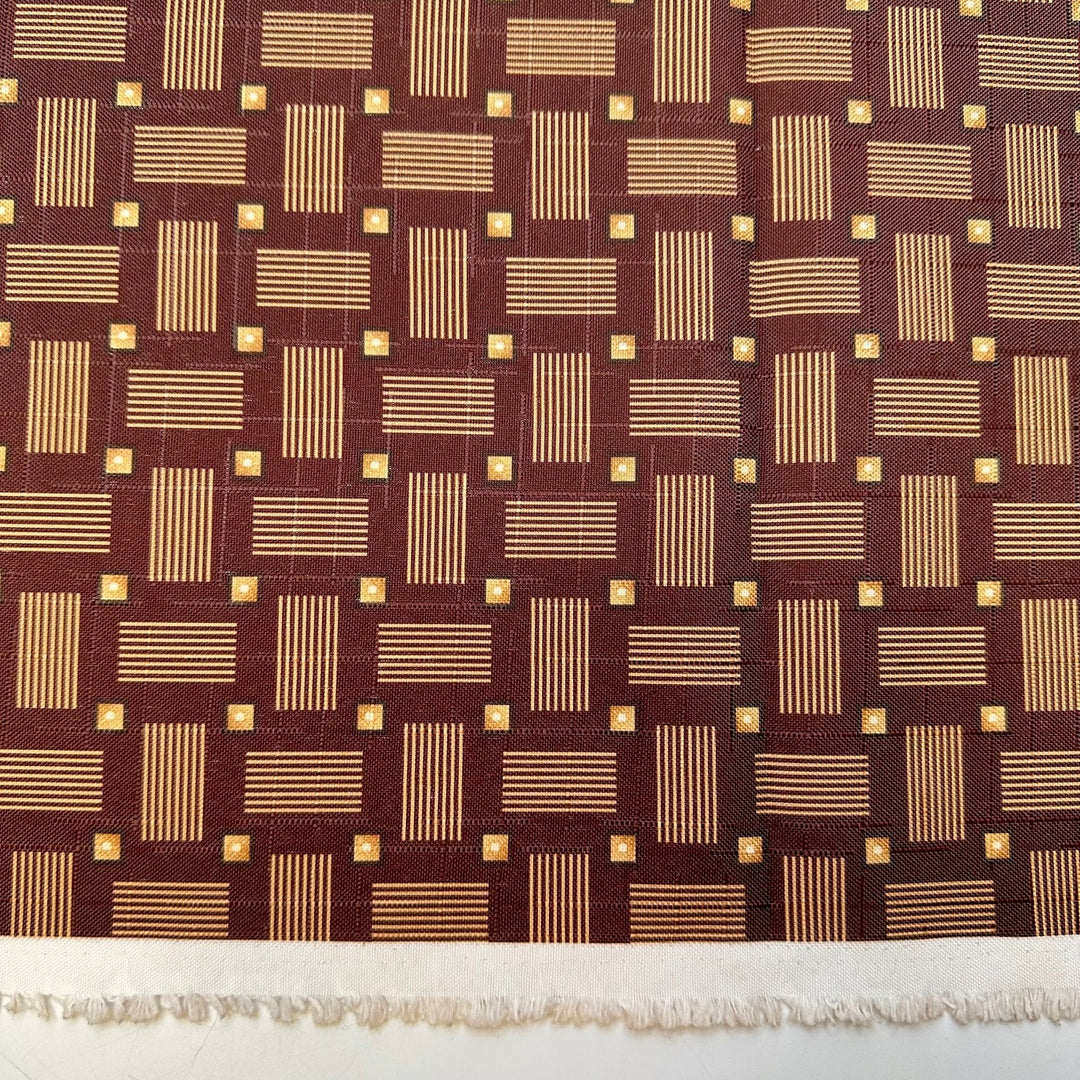 Private Cabana - Water Resistant Basket Weave Poly Woven - Brown/Beige Geometric - 4M Bundle - True Deadstock fabric Fabric by private - Sustainable Textile | FABCYCLE