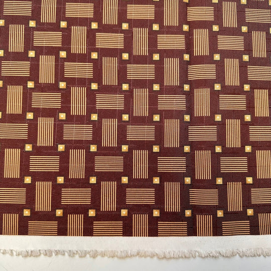 Private Cabana - Water Resistant Basket Weave Poly Woven - Brown/Beige Geometric - 4M Bundle - True Deadstock fabric Fabric by private - Sustainable Textile | FABCYCLE