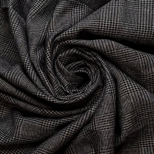 Professor - Cotton Blend Woven - Dark Grey Plaid - 2.55M Bundle - True Deadstock fabric Fabric by private - Sustainable Textile | FABCYCLE