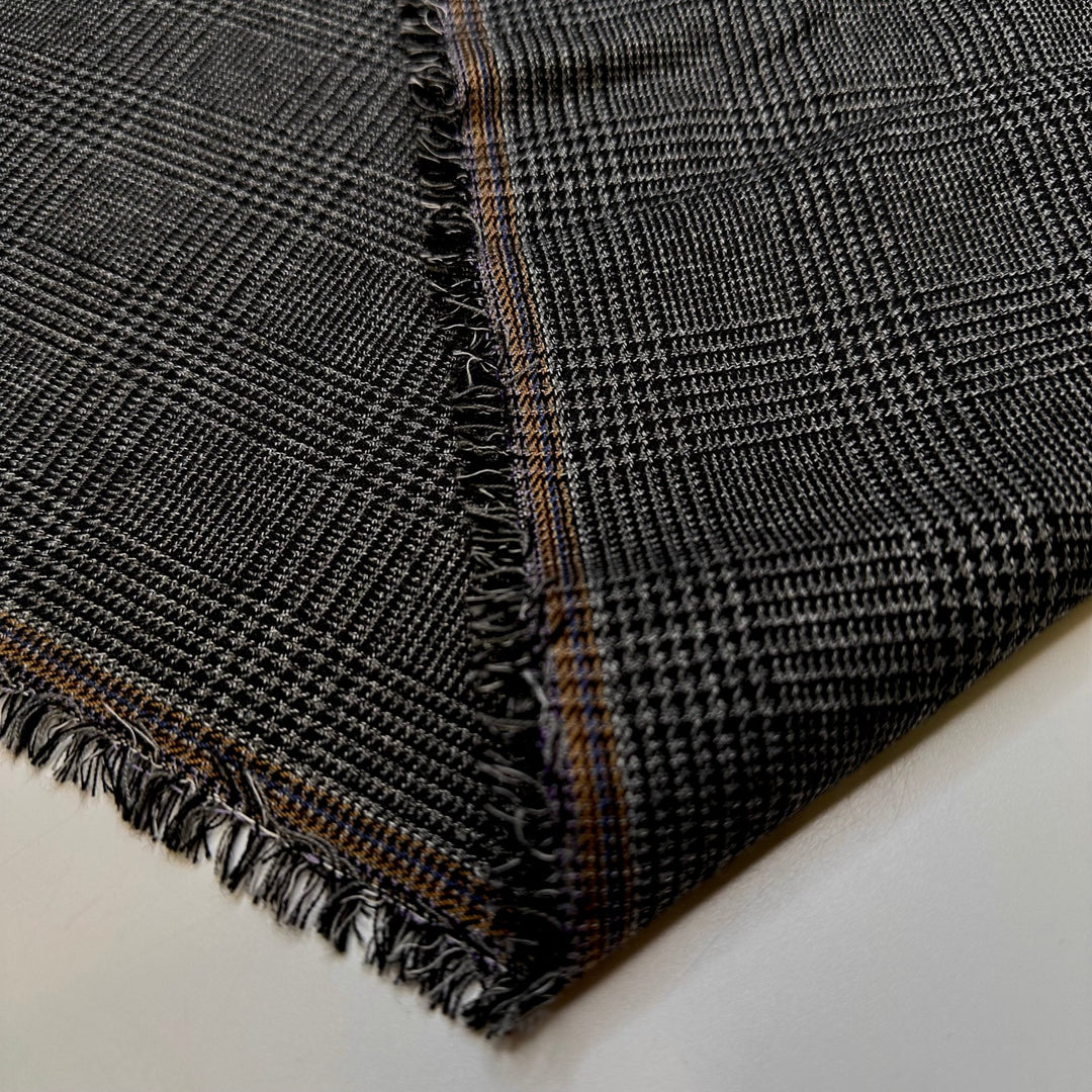 Professor - Cotton Blend Woven - Dark Grey Plaid - 2.55M Bundle - True Deadstock fabric Fabric by private - Sustainable Textile | FABCYCLE