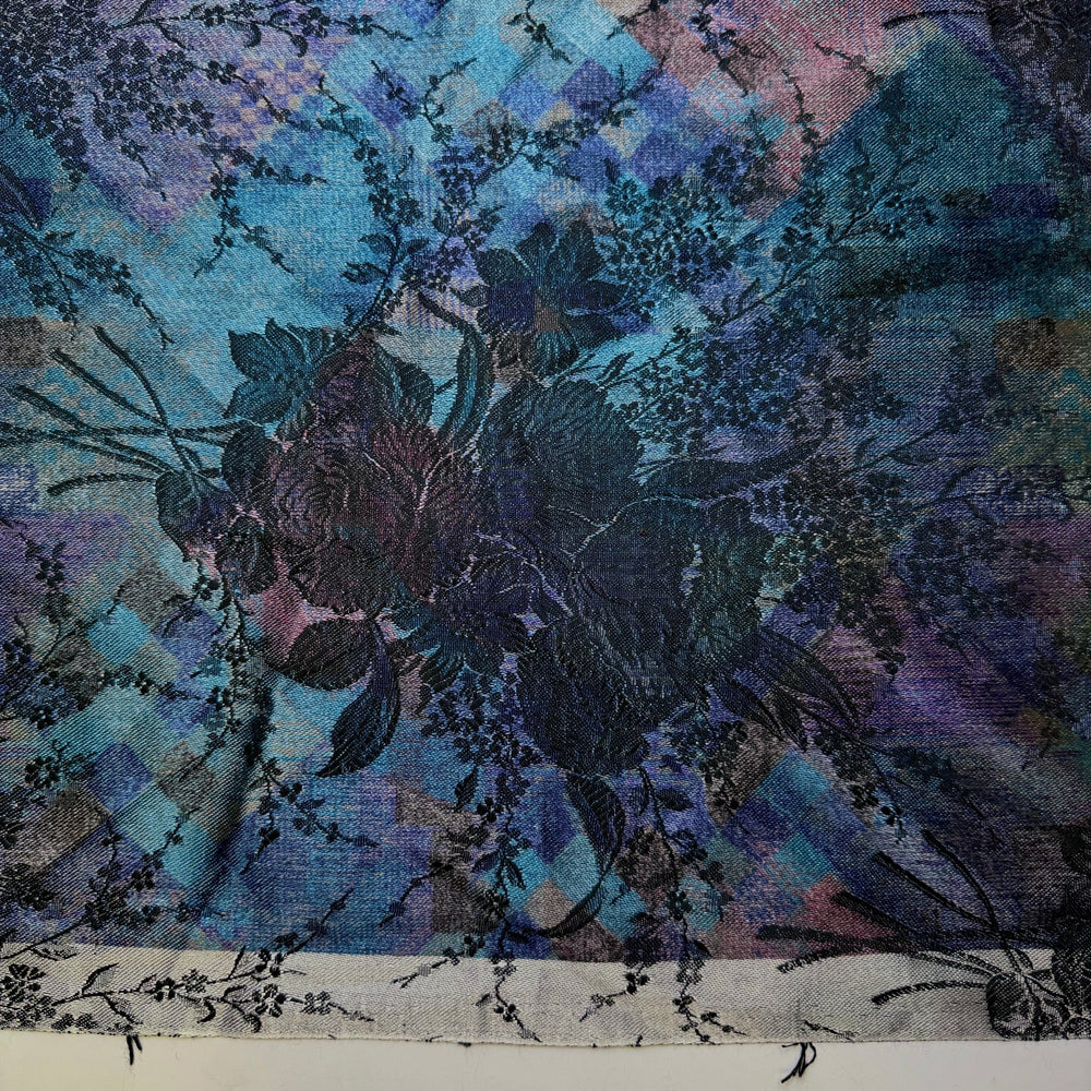 Prom Flashbacks - Jacquard Polyester Blend Woven - Blue Multi Floral - 0.45M Bundle - True Deadstock fabric Fabric by private - Sustainable Textile | FABCYCLE