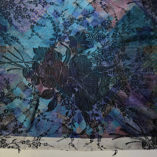 Prom Flashbacks - Jacquard Polyester Blend Woven - Blue Multi Floral - 0.45M Bundle - True Deadstock fabric Fabric by private - Sustainable Textile | FABCYCLE