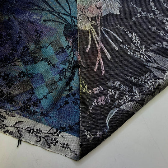 Prom Flashbacks - Jacquard Polyester Blend Woven - Blue Multi Floral - 0.45M Bundle - True Deadstock fabric Fabric by private - Sustainable Textile | FABCYCLE