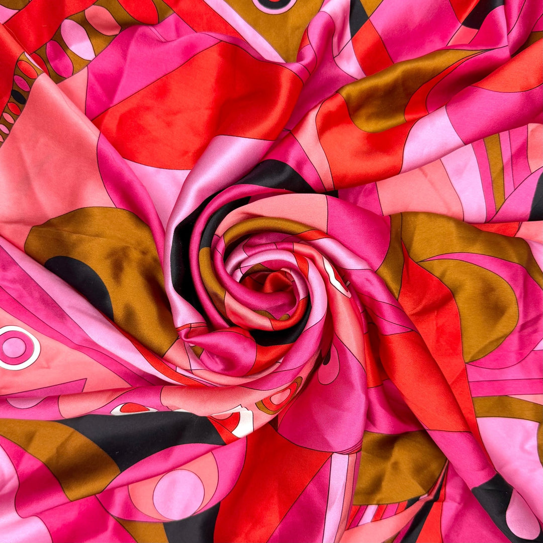 Prom Queen Era - Satin Silk Woven - Pink Multi Abstract - 0.7M Bundle - True Deadstock fabric Fabric by private - Sustainable Textile | FABCYCLE
