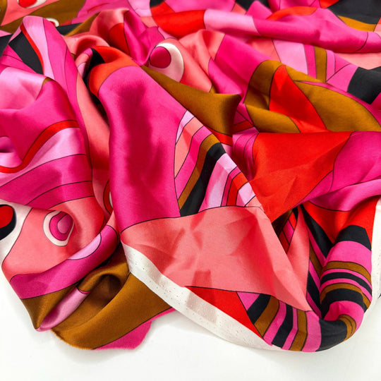 Prom Queen Era - Satin Silk Woven - Pink Multi Abstract - 0.7M Bundle - True Deadstock fabric Fabric by private - Sustainable Textile | FABCYCLE