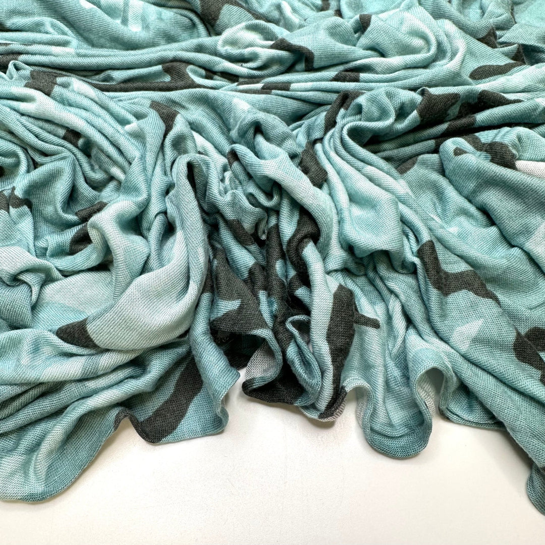 Protecting Water Sources - Jersey Cotton Blend Knit - Blue Multi Camouflage - 1.1M Bundle - True Deadstock fabric Fabric by private - Sustainable Textile | FABCYCLE