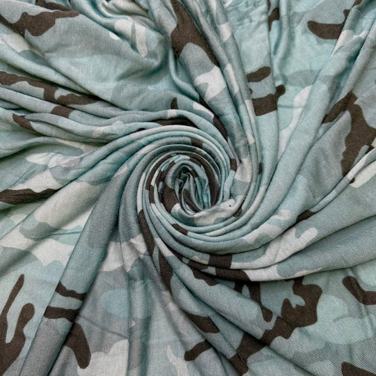Protecting Water Sources - Jersey Cotton Blend Knit - Blue Multi Camouflage - 1.1M Bundle - True Deadstock fabric Fabric by private - Sustainable Textile | FABCYCLE