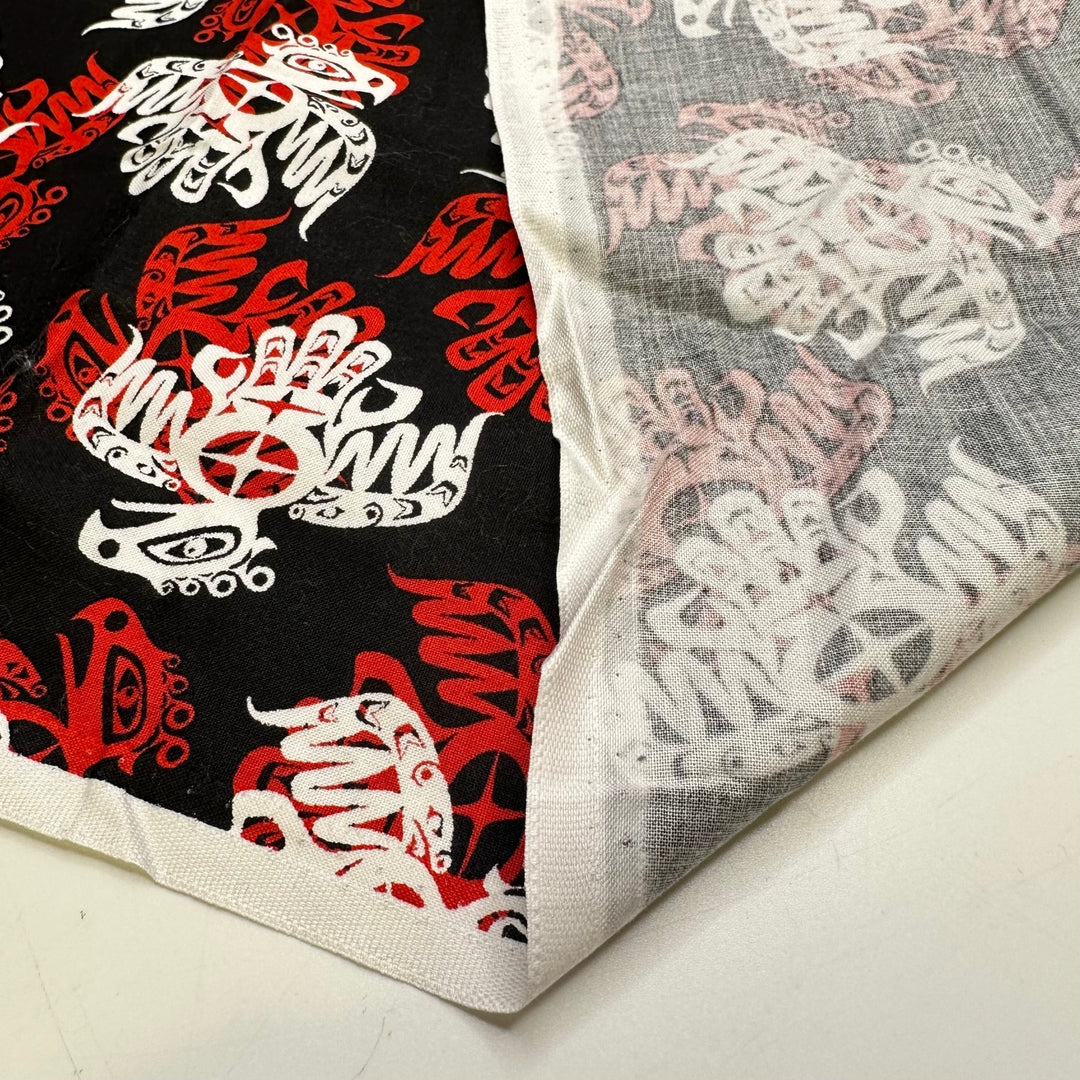 Proud Bird - Cotton Woven - Black White Red Indigenous Motif - 1.55M Bundle - True Deadstock fabric Fabric by private - Sustainable Textile | FABCYCLE