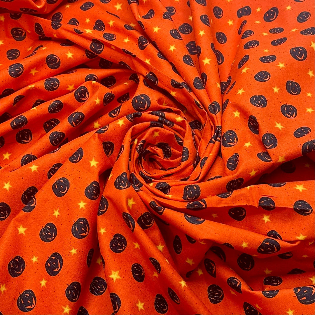 Pumpkin Patch - Cotton Woven - Black/Orange Pumpkins - 2.4M Bundle - True Deadstock fabric Fabric by private - Sustainable Textile | FABCYCLE