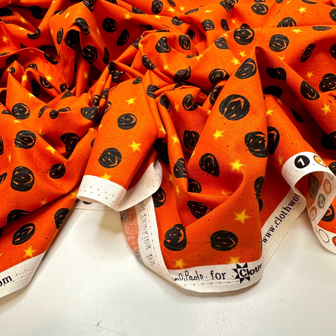 Pumpkin Patch - Cotton Woven - Black/Orange Pumpkins - 2.4M Bundle - True Deadstock fabric Fabric by private - Sustainable Textile | FABCYCLE