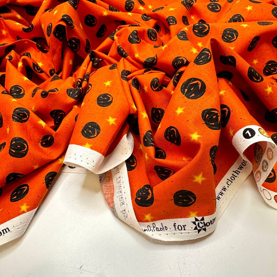 Pumpkin Patch - Cotton Woven - Black/Orange Pumpkins - 2.4M Bundle - True Deadstock fabric Fabric by private - Sustainable Textile | FABCYCLE