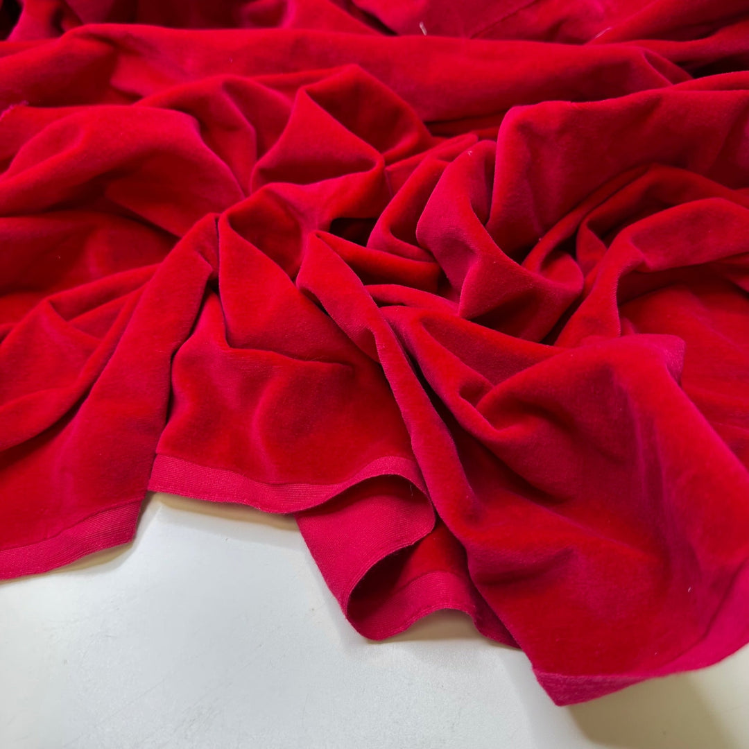 Punk Santa - Velvet Cotton Woven - Red - 1.2M Bundle - True Deadstock fabric Fabric by private - Sustainable Textile | FABCYCLE
