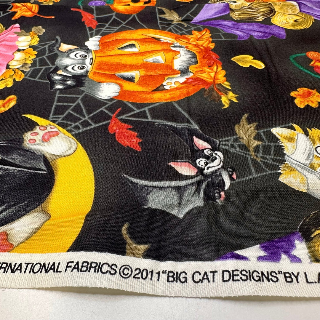 Puppy Halloween Party - Cotton Woven - Black Multi Halloween Puppies - Bundles - True Deadstock fabric Fabric by private - Sustainable Textile | FABCYCLE