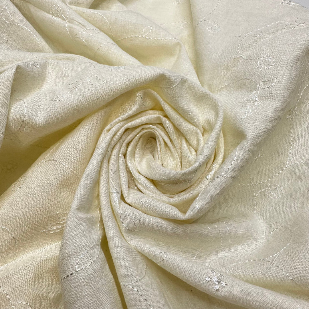 Pure Joy - Embroidery Cotton Woven - Cream Floral - 2.8M Bundle - True Deadstock fabric Fabric by private - Sustainable Textile | FABCYCLE
