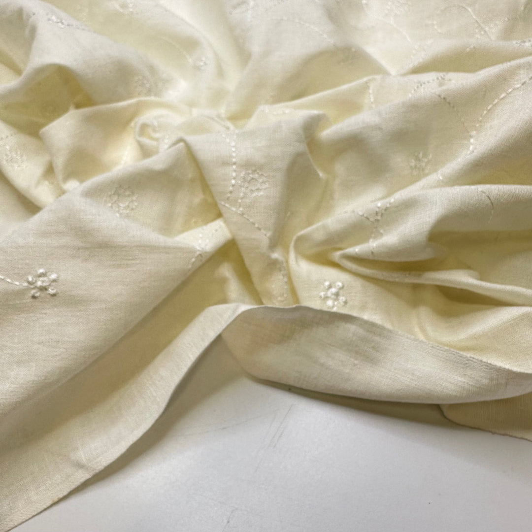 Pure Joy - Embroidery Cotton Woven - Cream Floral - 2.8M Bundle - True Deadstock fabric Fabric by private - Sustainable Textile | FABCYCLE