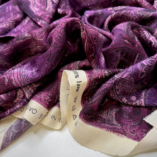 Purple Palace - Wool Woven - Purple Floral - 2.65M Bundle - True Deadstock fabric Fabric by private - Sustainable Textile | FABCYCLE