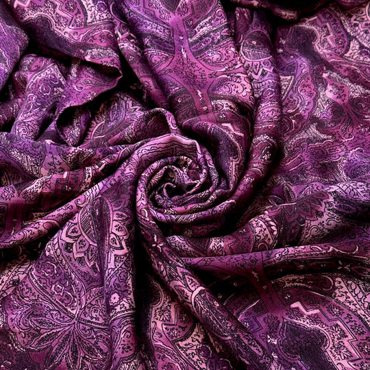 Purple Palace - Wool Woven - Purple Floral - 2.65M Bundle - True Deadstock fabric Fabric by private - Sustainable Textile | FABCYCLE