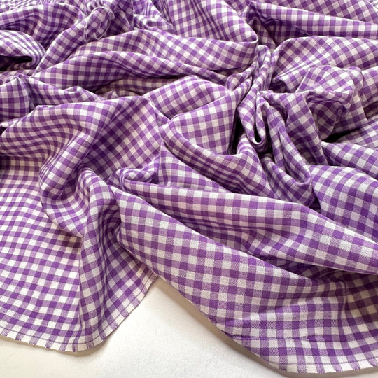 Purple People Pleaser - Poly/Cotton Woven - White/Purple Plaid - 2.35M Bundle - True Deadstock fabric Fabric by private - Sustainable Textile | FABCYCLE