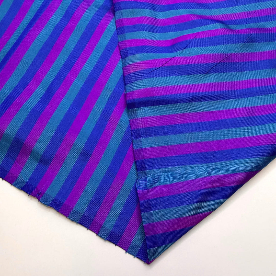 Purple Rain - Dupioni Silk Woven - Blue/Purple Stripes - 3.85M Bundle - True Deadstock fabric Fabric by private - Sustainable Textile | FABCYCLE