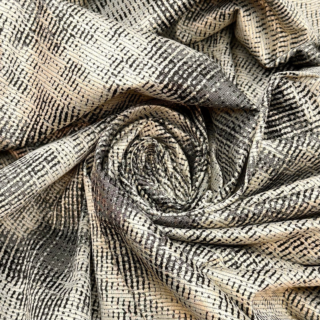 Purse Goals - Polyester Blend Woven - Cream/Black Abstract - Bundles - True Deadstock fabric Fabric by private - Sustainable Textile | FABCYCLE