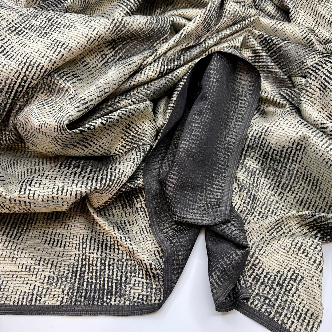 Purse Goals - Polyester Blend Woven - Cream/Black Abstract - Bundles - True Deadstock fabric Fabric by private - Sustainable Textile | FABCYCLE
