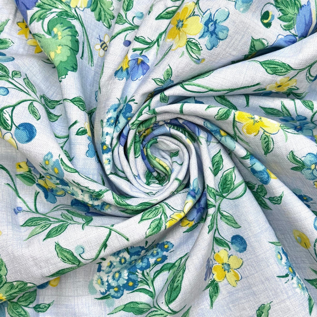Quilt-A-Thon - Cotton Woven - Light Blue Multi Floral - 0.9M Bundle - True Deadstock fabric Fabric by private - Sustainable Textile | FABCYCLE