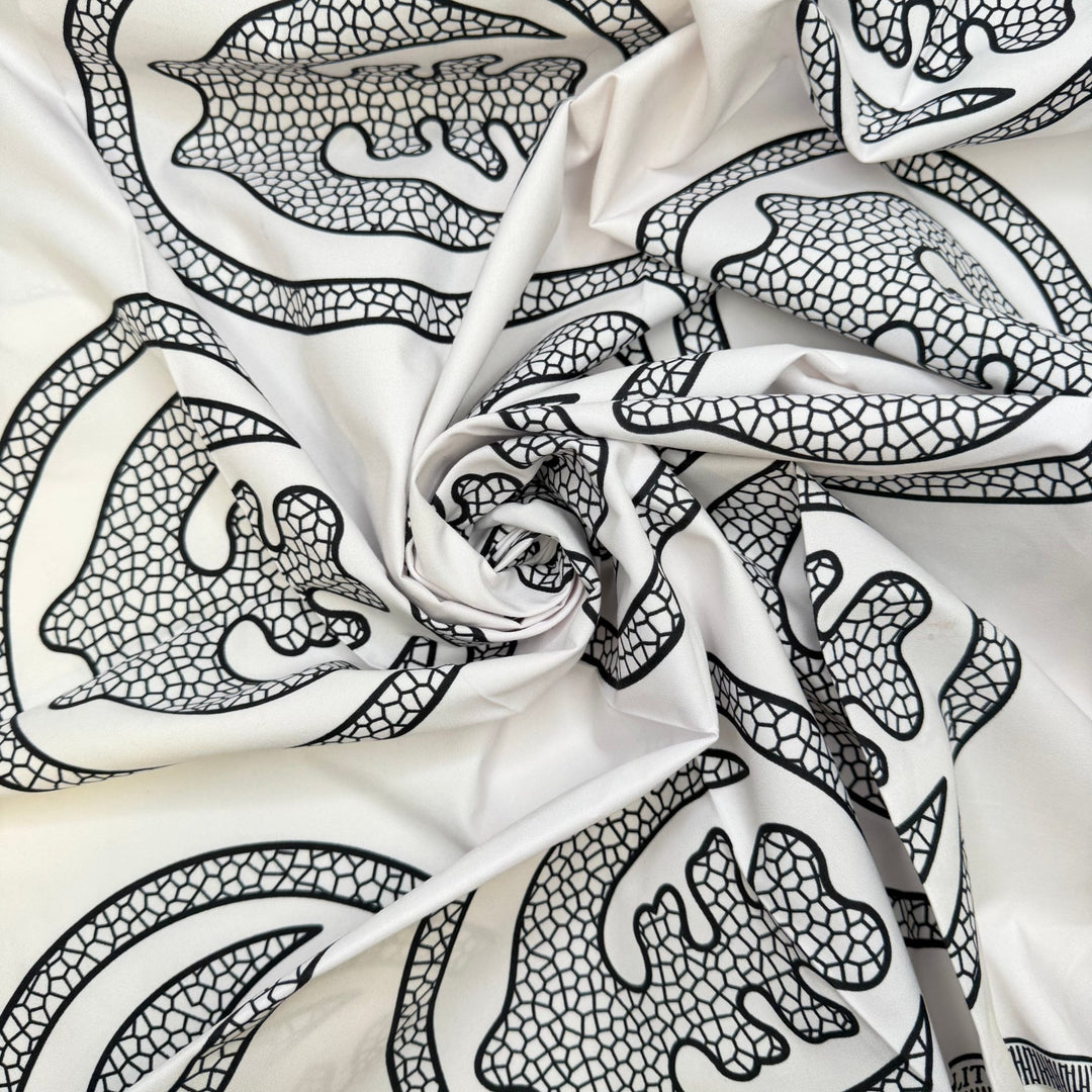Quilt Or Be Quilted - Batik Cotton Woven - White/Black Abstract - 0.85M Bundle - True Deadstock fabric Fabric by private - Sustainable Textile | FABCYCLE
