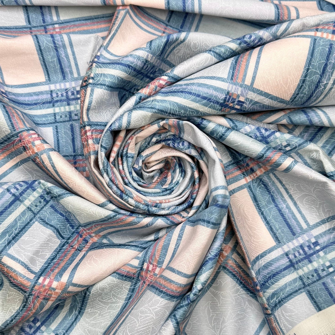 Quilt-y Conscience - Cotton Woven - Light White/Blue Plaid - 0.95M Bundle - True Deadstock fabric Fabric by private - Sustainable Textile | FABCYCLE