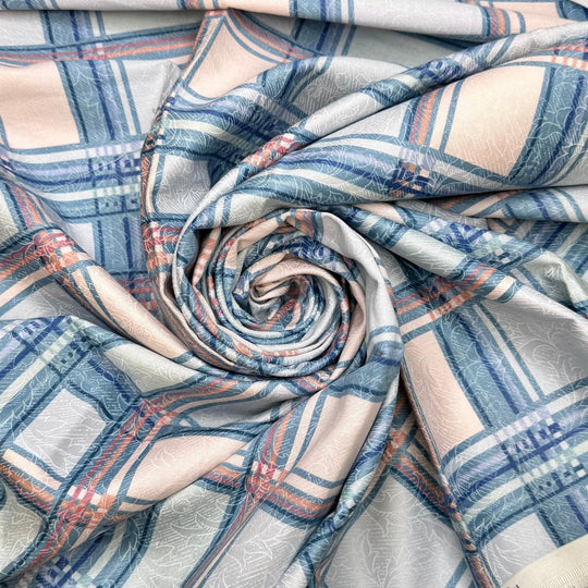 Quilt-y Conscience - Cotton Woven - Light White/Blue Plaid - 0.95M Bundle - True Deadstock fabric Fabric by private - Sustainable Textile | FABCYCLE