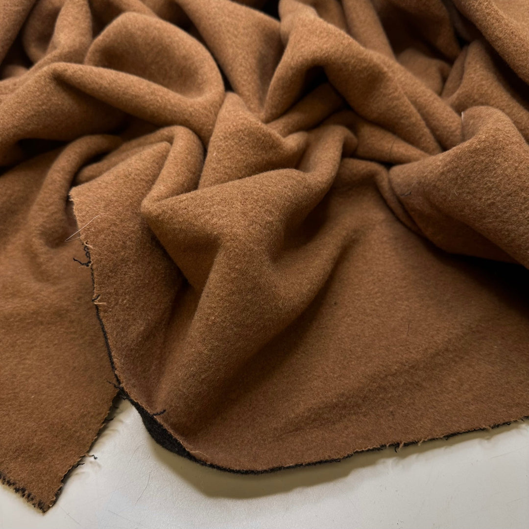 Quilted Coat - Fleece Wool Knit - Beige/Black - 1.15M Bundle - True Deadstock fabric Fabric by private - Sustainable Textile | FABCYCLE