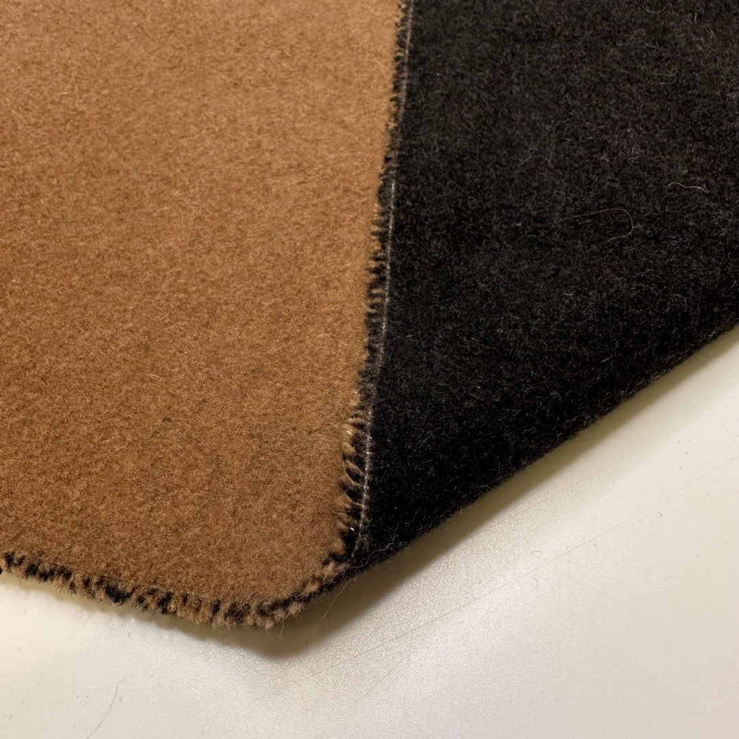 Quilted Coat - Fleece Wool Knit - Beige/Black - 1.15M Bundle - True Deadstock fabric Fabric by private - Sustainable Textile | FABCYCLE