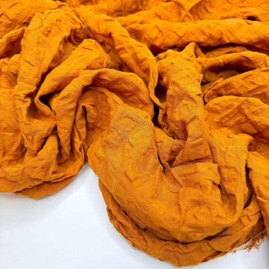 Quilters &amp; Cosplayers &amp; Crafters Oh My - Seersucker Cotton Woven - Dark Orange/Beige - 1.4M Bundle - True Deadstock fabric Fabric by private - Sustainable Textile | FABCYCLE