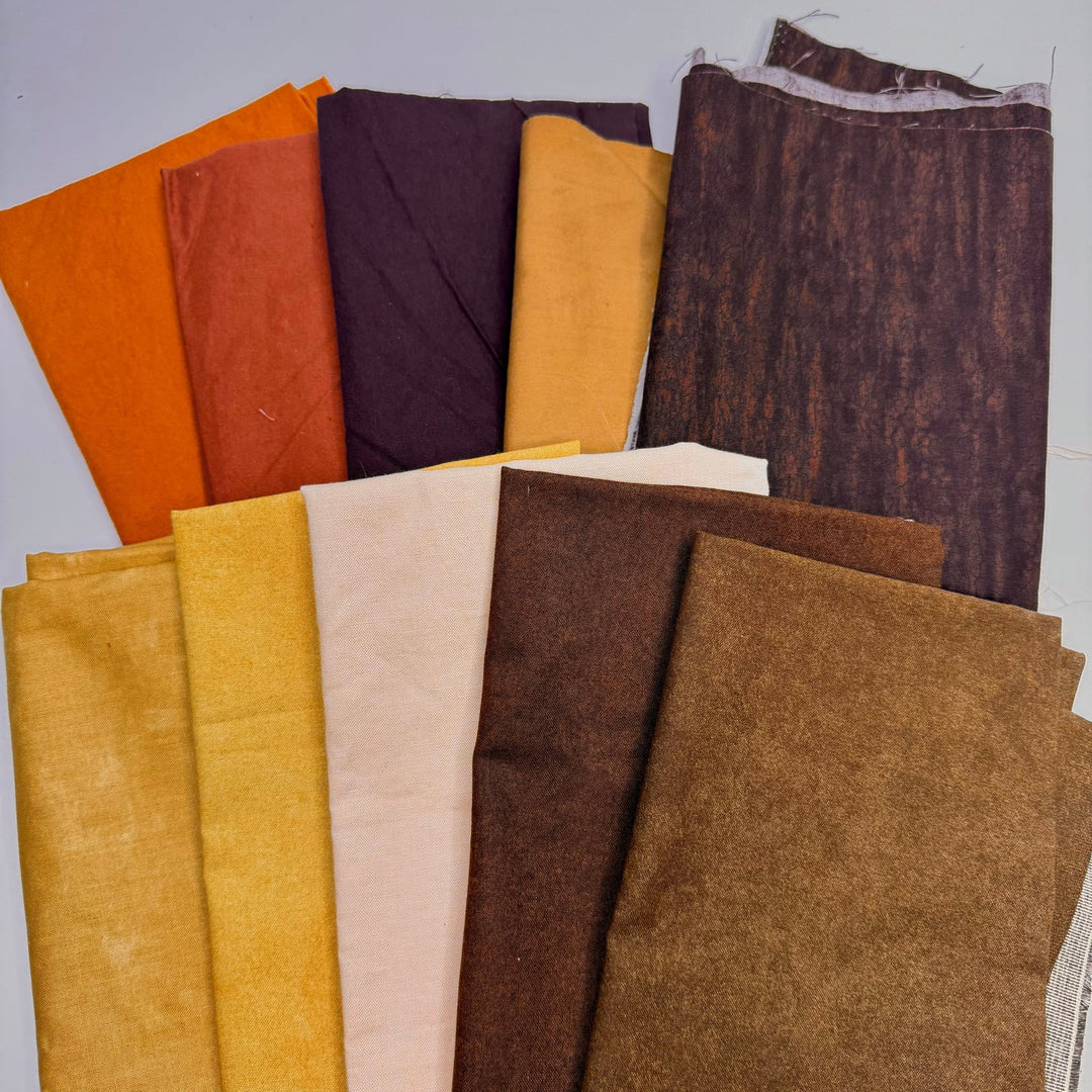 Quilting 10 Pack - Cotton Woven - Beige/Brown - True Deadstock fabric Fabric by private - Sustainable Textile | FABCYCLE