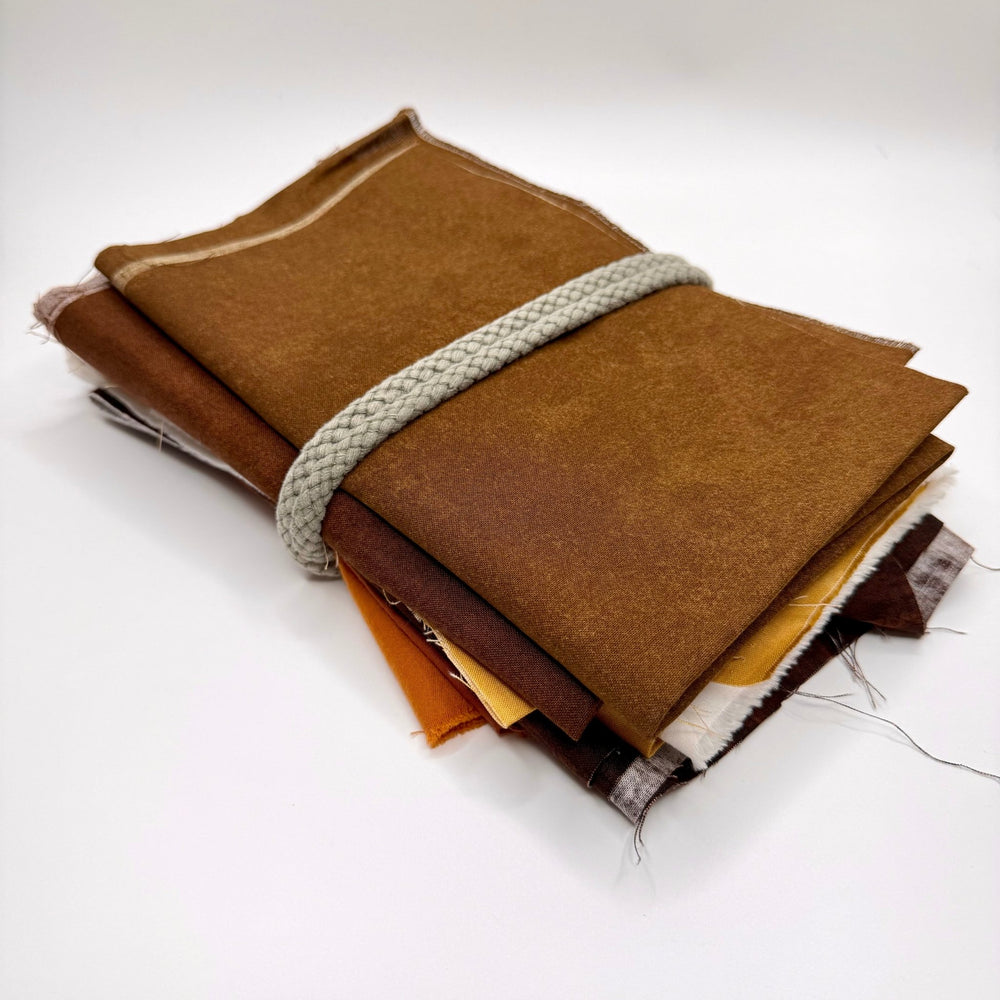 Quilting 10 Pack - Cotton Woven - Beige/Brown - True Deadstock fabric Fabric by private - Sustainable Textile | FABCYCLE