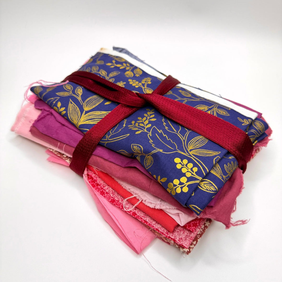 Quilting 10 Pack - Cotton Woven - Blue/Pink Floral - True Deadstock fabric Fabric by private - Sustainable Textile | FABCYCLE
