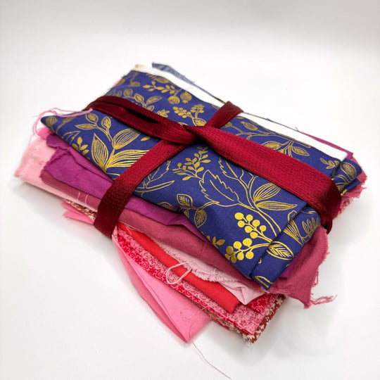 Quilting 10 Pack - Cotton Woven - Blue/Pink Floral - True Deadstock fabric Fabric by private - Sustainable Textile | FABCYCLE