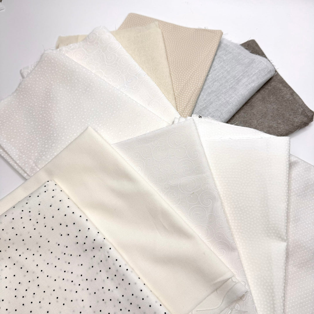Quilting 10 Pack - Cotton Woven - Grey/White Polka Dots - True Deadstock fabric Fabric by private - Sustainable Textile | FABCYCLE