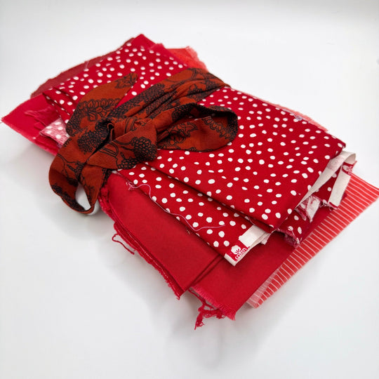 Quilting 10 Pack - Cotton Woven - Red/Pink Polka Dots - True Deadstock fabric Fabric by private - Sustainable Textile | FABCYCLE