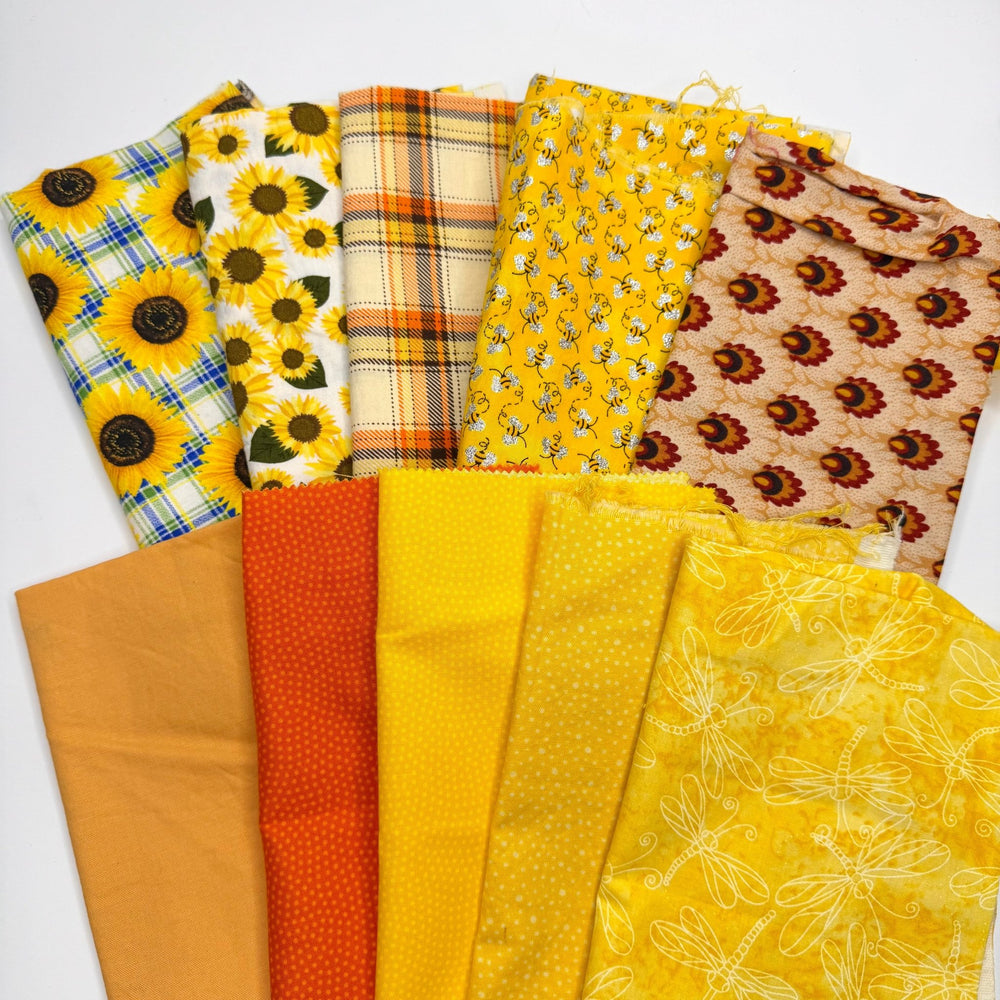 Quilting 10 Pack - Cotton Woven - Yellow Multi Floral - True Deadstock fabric Fabric by private - Sustainable Textile | FABCYCLE