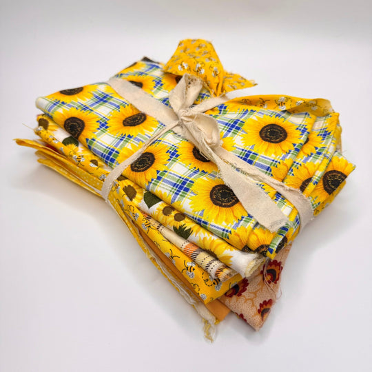 Quilting 10 Pack - Cotton Woven - Yellow Multi Floral - True Deadstock fabric Fabric by private - Sustainable Textile | FABCYCLE