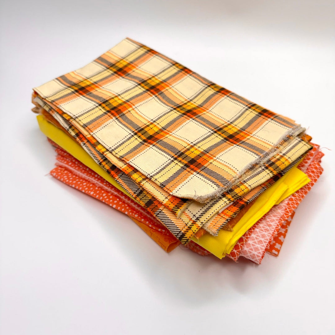 Quilting 10 Pack - Cotton Woven - Yellow/Orange Geometric - True Deadstock fabric Fabric by private - Sustainable Textile | FABCYCLE
