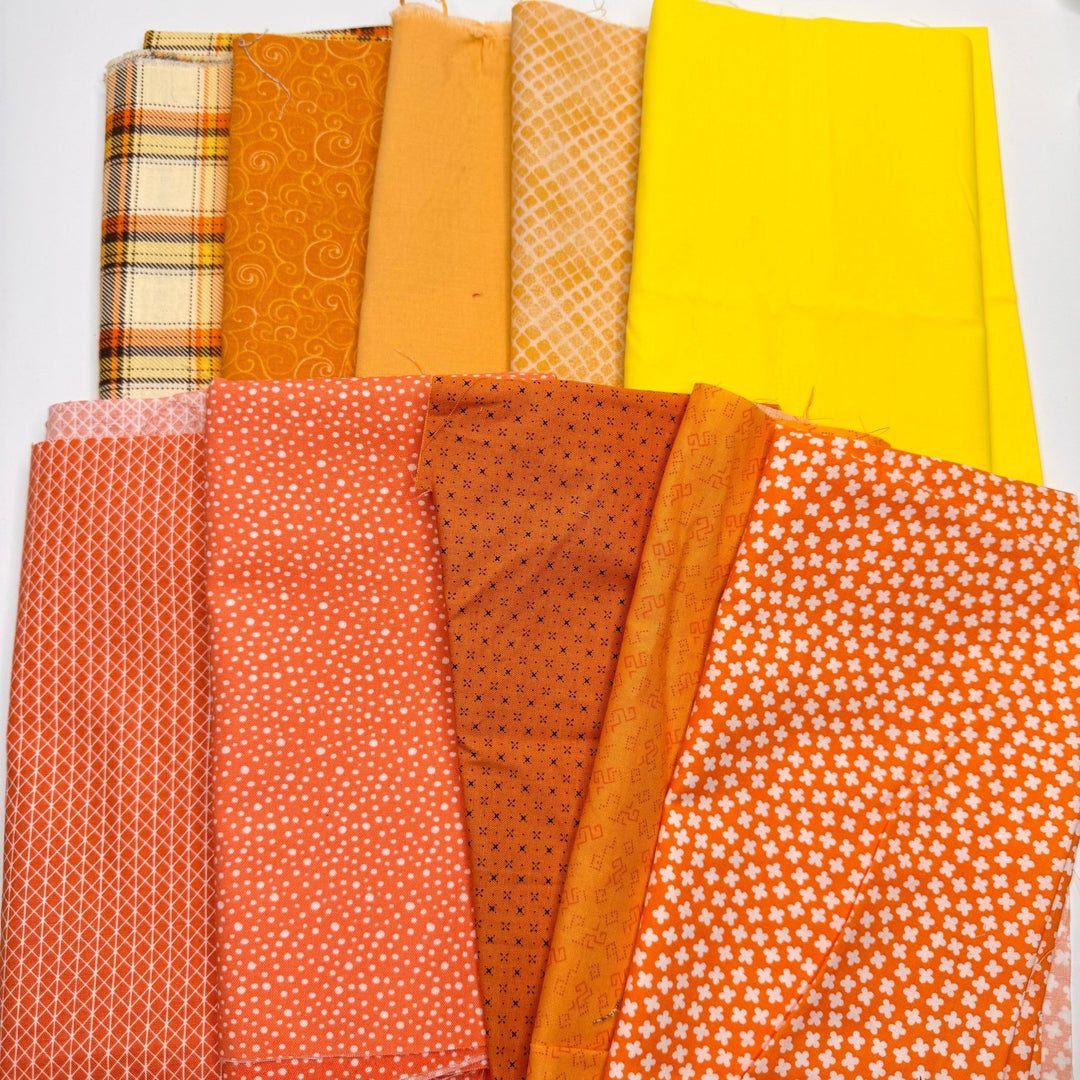 Quilting 10 Pack - Cotton Woven - Yellow/Orange Geometric - True Deadstock fabric Fabric by private - Sustainable Textile | FABCYCLE