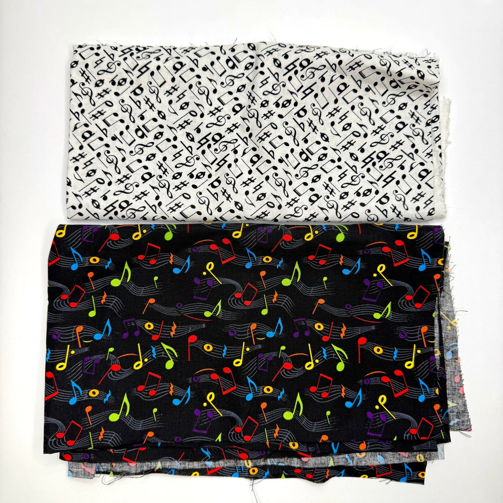 Quilting 2 Pack - Cotton Woven - Multi Music Notes - True Deadstock fabric Fabric by private - Sustainable Textile | FABCYCLE