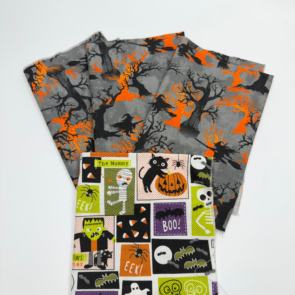 Quilting 4 Pack - Cotton Woven - Grey Multi Halloween - True Deadstock fabric Fabric by private - Sustainable Textile | FABCYCLE