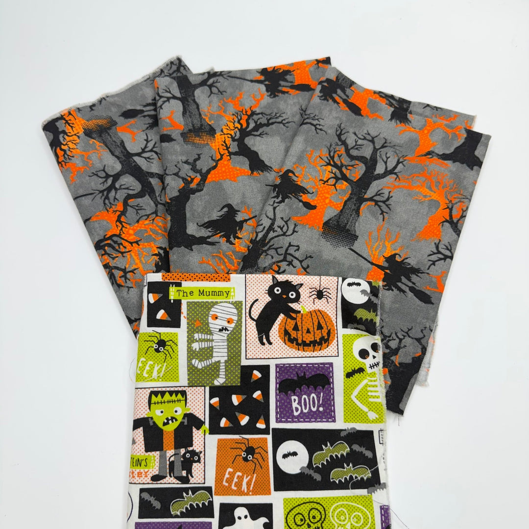 Quilting 4 Pack - Cotton Woven - Grey Multi Halloween - True Deadstock fabric Fabric by private - Sustainable Textile | FABCYCLE